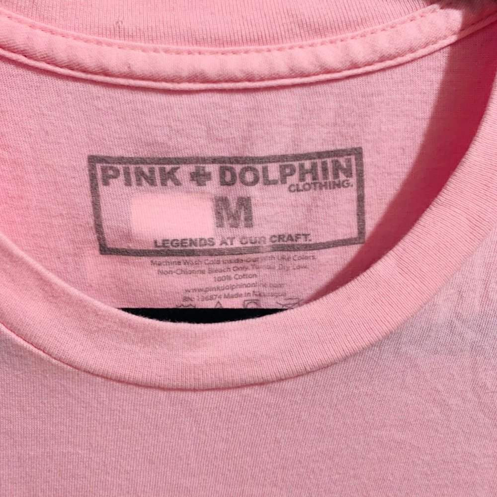 Pink + Dolphin Graphic T-Shirt Unisex Beach Cloud Waves Dolphin Pink Medium EUC - Picture 3 of 7